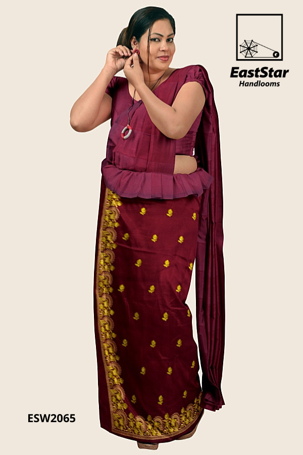 Maroon Embroidery Silk Saree ESW2065