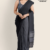 Black Grey Handloom Cotton Saree DC3149