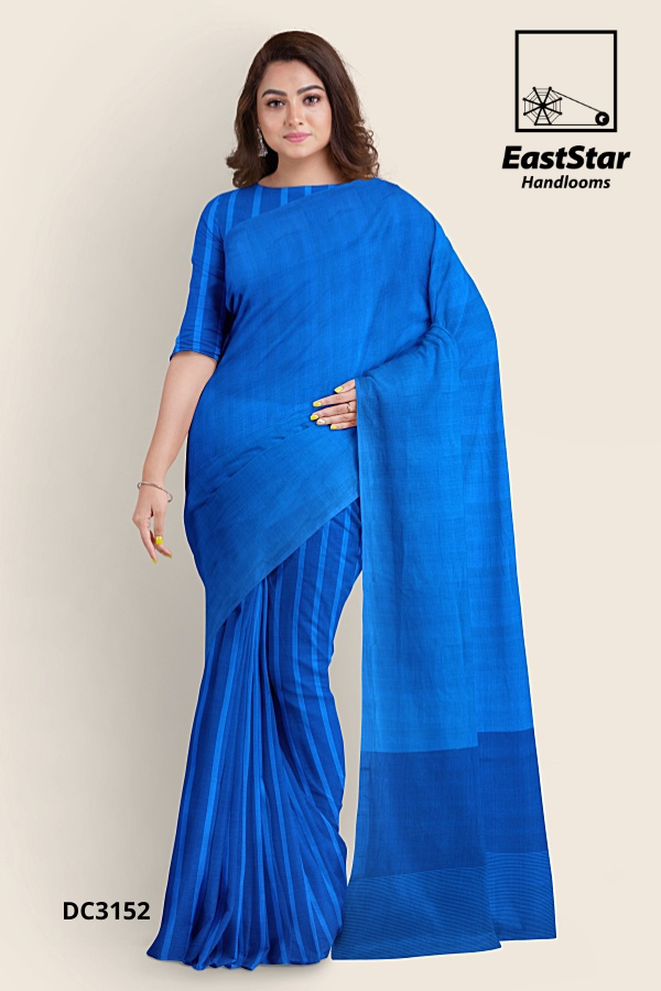 Bright Blue Handloom Cotton Saree DC3152