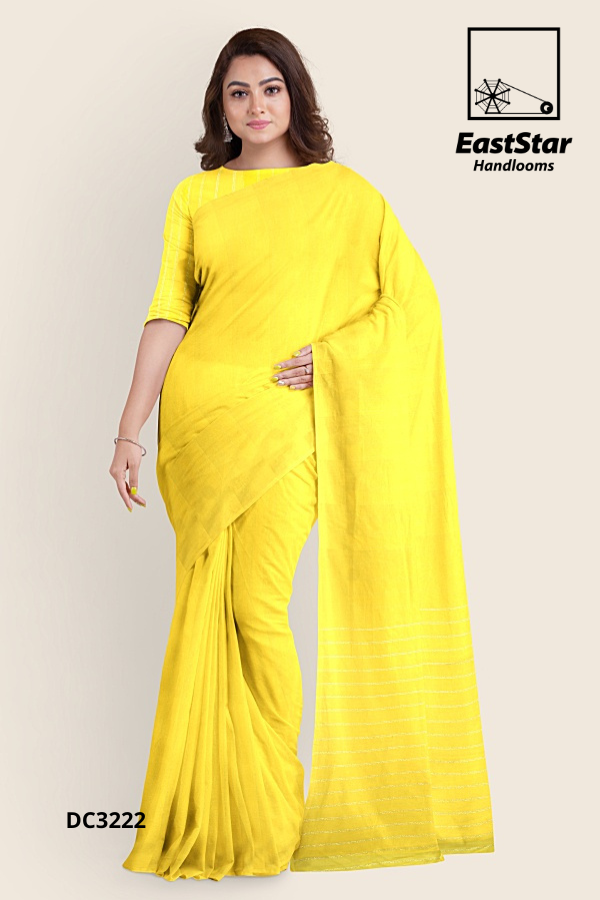 Bright Yellow Handloom Cotton Saree DC3222