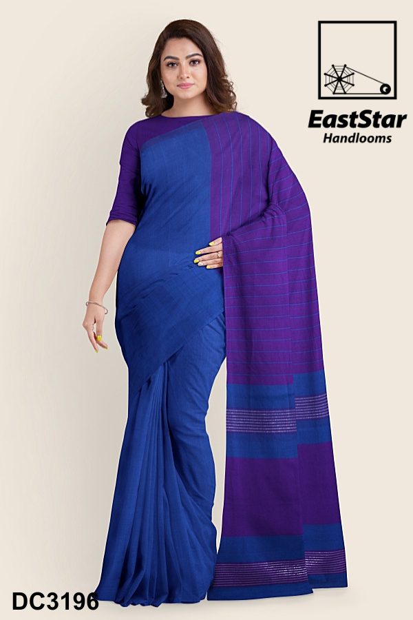 Blue Purple Handloom Cotton Saree DC3196 Blue Purple Handloom Cotton Saree DC3196
