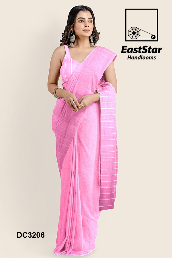 Pink Handloom Cotton Saree DC 3206 Pink Handloom Cotton Saree DC 3206