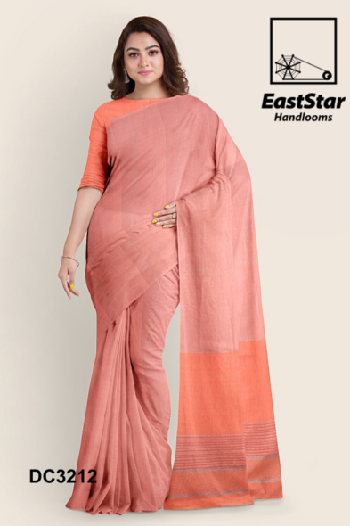 Peach Handloom Cotton Saree DC3212