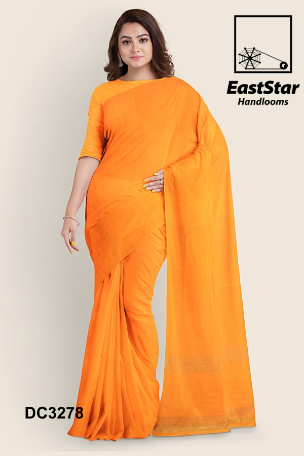Orange Handloom Cotton Saree DC3278 Orange Handloom Cotton Saree DC3278