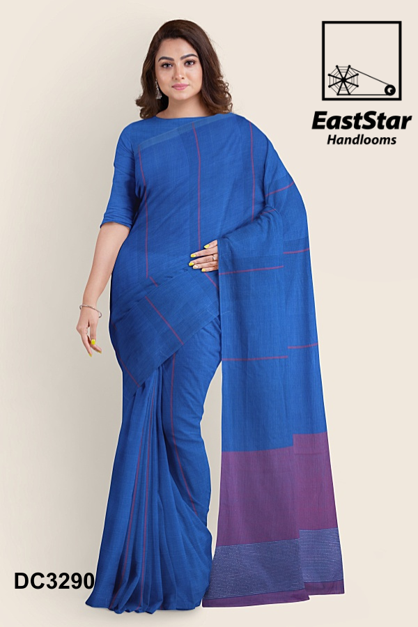 Blue Handloom Cotton Saree DC3290