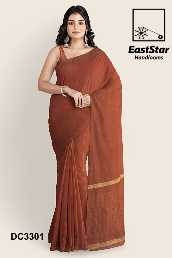 Rust Handloom Cotton Saree DC3301 Rust Handloom Cotton Saree DC3301