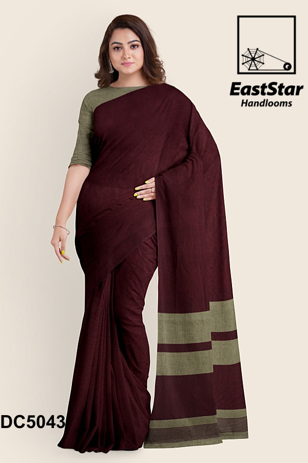 Maroon Handloom Cotton Saree DC5043 Maroon Handloom Cotton Saree DC5043