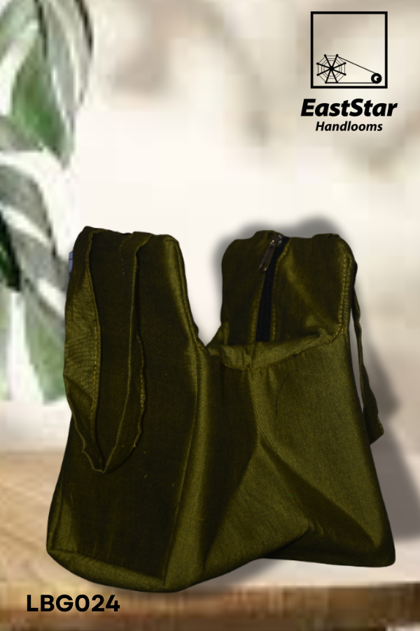 Dark Green Handloom Lunch Bag LBG024 Dark Green Handloom Lunch Bag LBG024