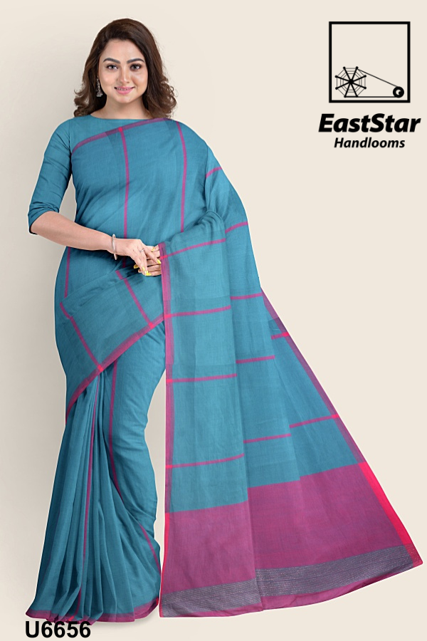 Blue Handloom Cotton Saree U6656