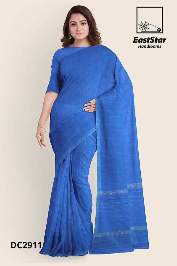 Light blue Blue Handloom Cotton Saree DC2911