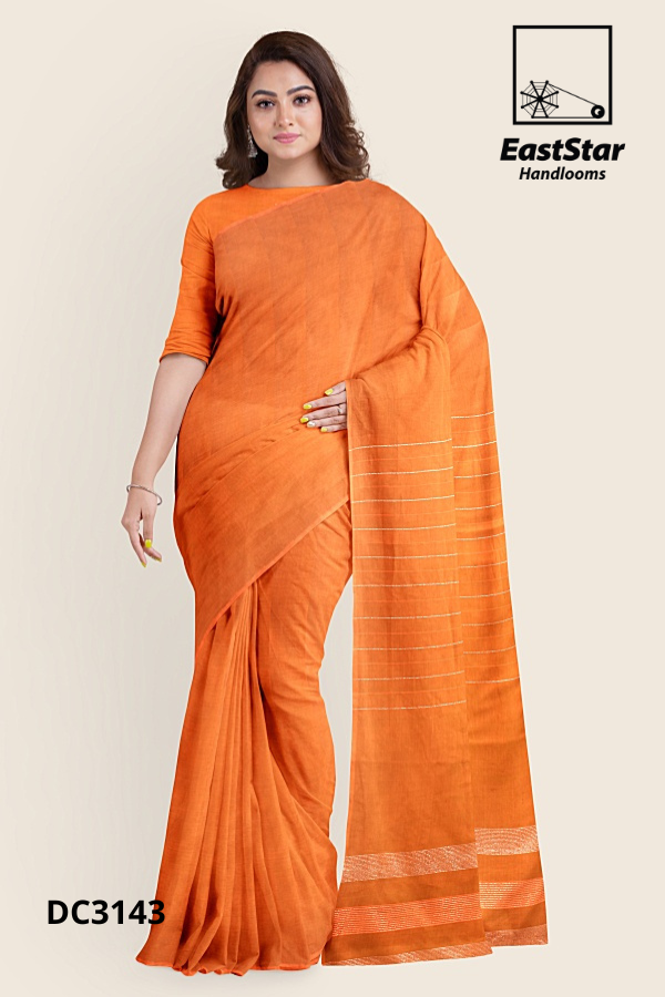 Orange Handloom Cotton Saree DC3143