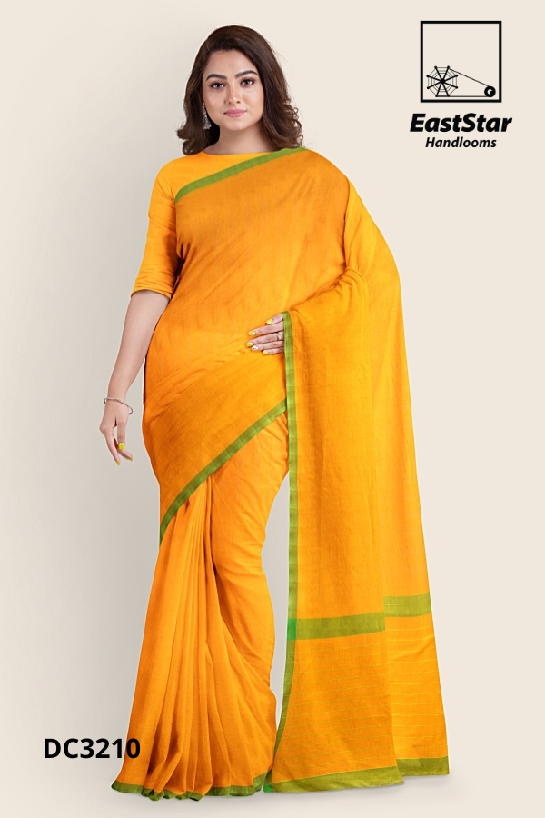 Orange Mustard Handloom Cotton Saree DC3210