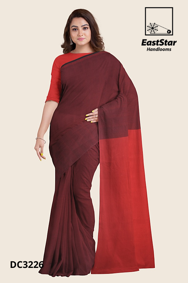 Deep Maroon Handloom Cotton Saree DC3226 Deep Maroon Handloom Cotton Saree DC3226