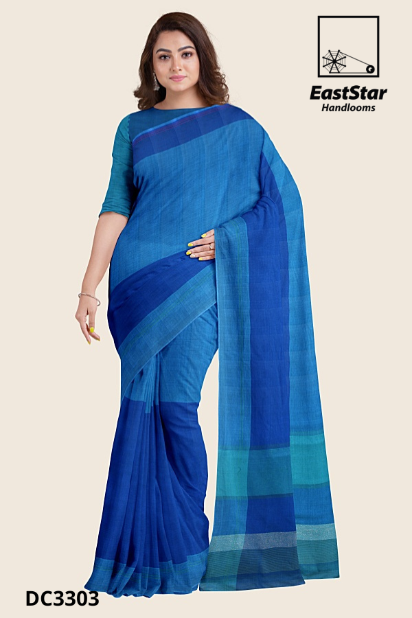 Blue Handloom Cotton Saree DC3303 Blue Handloom Cotton Saree DC3303