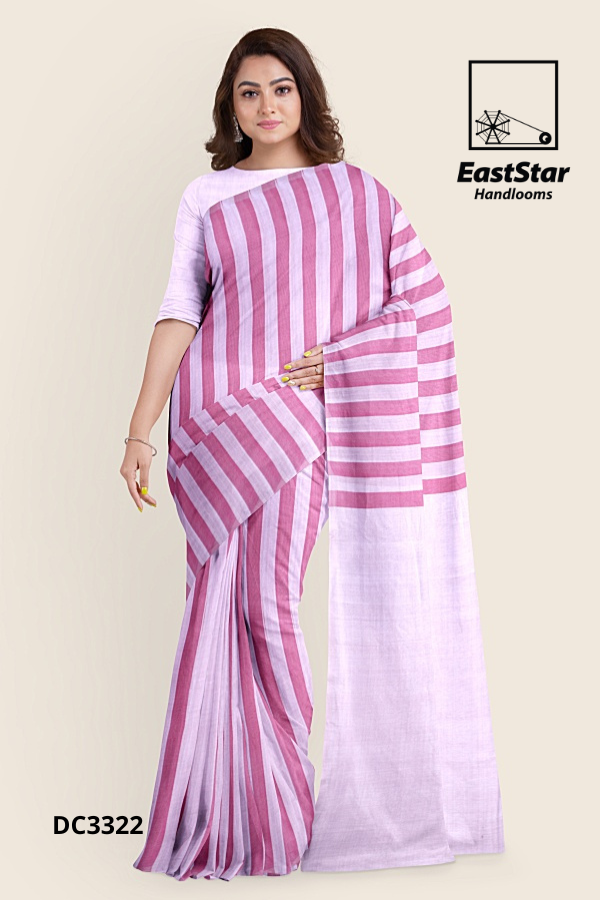 Lilac and Mauve Handloom Cotton Saree DC3322