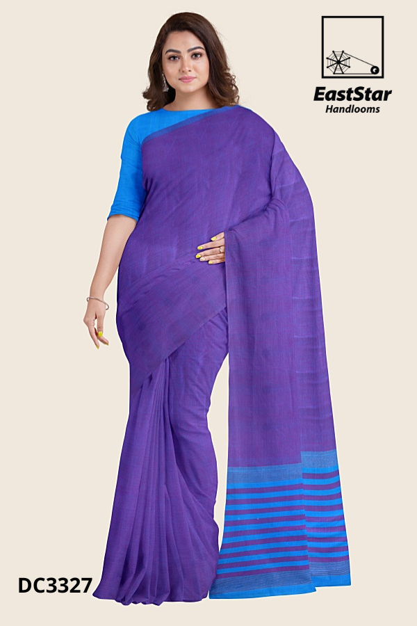 Solid Violet Handloom Cotton Saree DC3327 Solid Violet Handloom Cotton Saree DC3327
