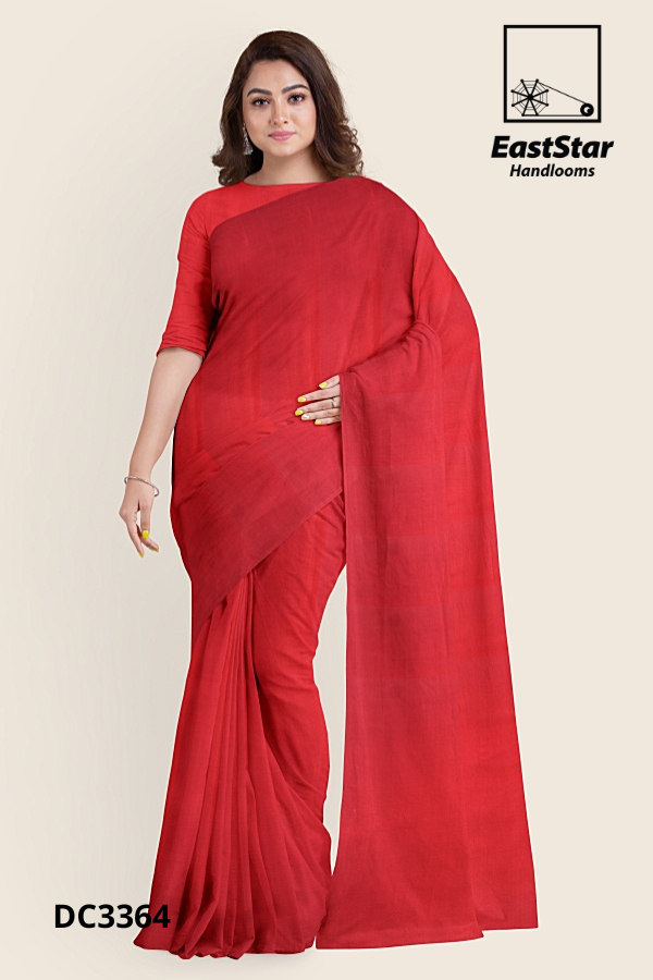 Red Handloom Cotton Saree DC3364