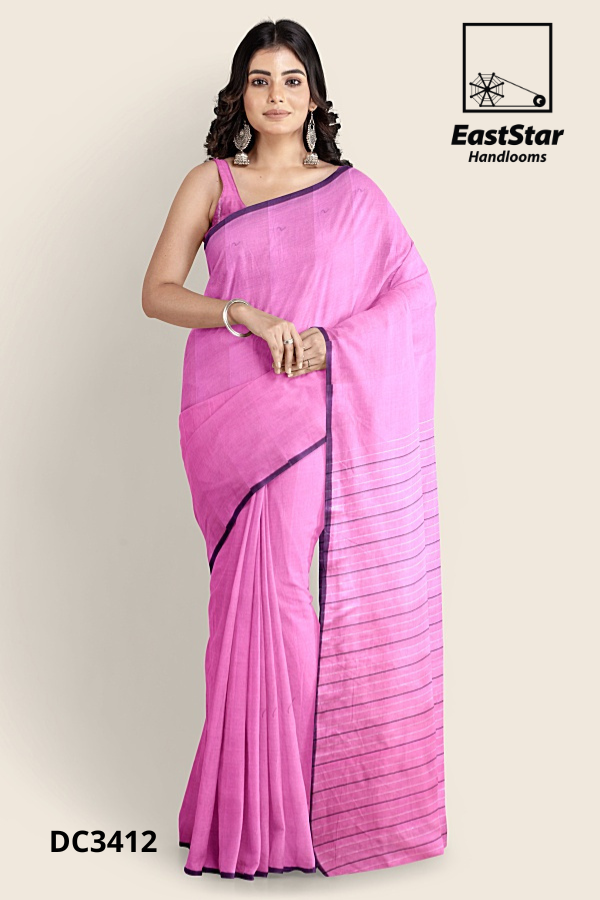 Bright Pink Handloom Cotton Saree DC3412 Bright Pink Handloom Cotton Saree DC3412
