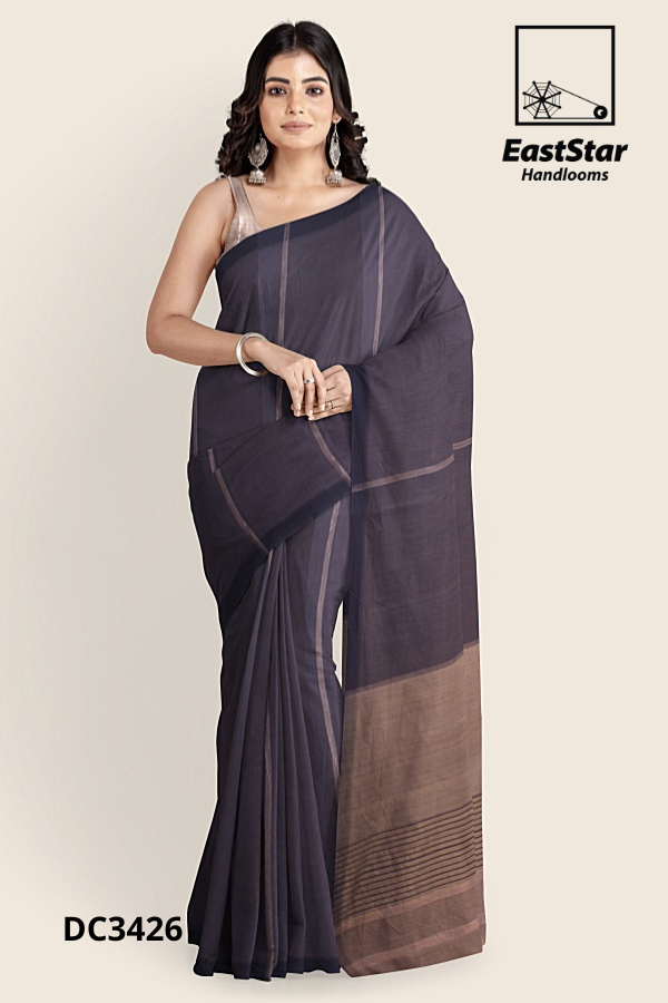 Charcoal Grey Handloom Cotton Saree DC3426 Charcoal Grey Handloom Cotton Saree DC3426