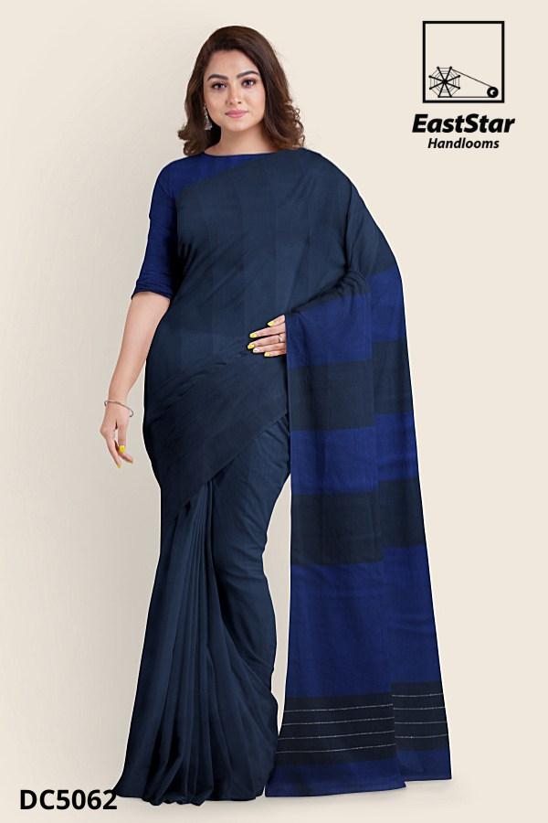 Deep Navy Indigo Handloom Cotton Saree DC5062