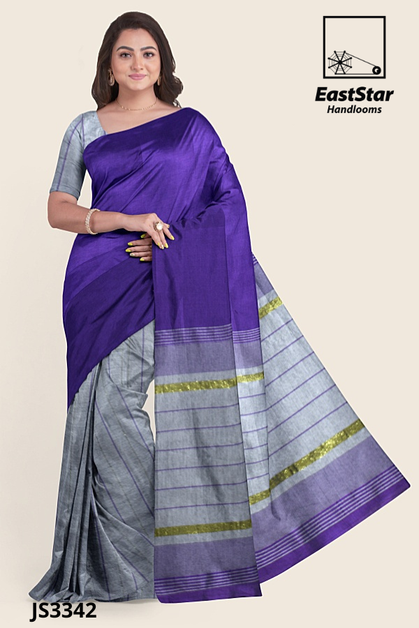 Purple Grey Handloom Silk Saree JS3342 Purple Grey Handloom Silk Saree JS3342