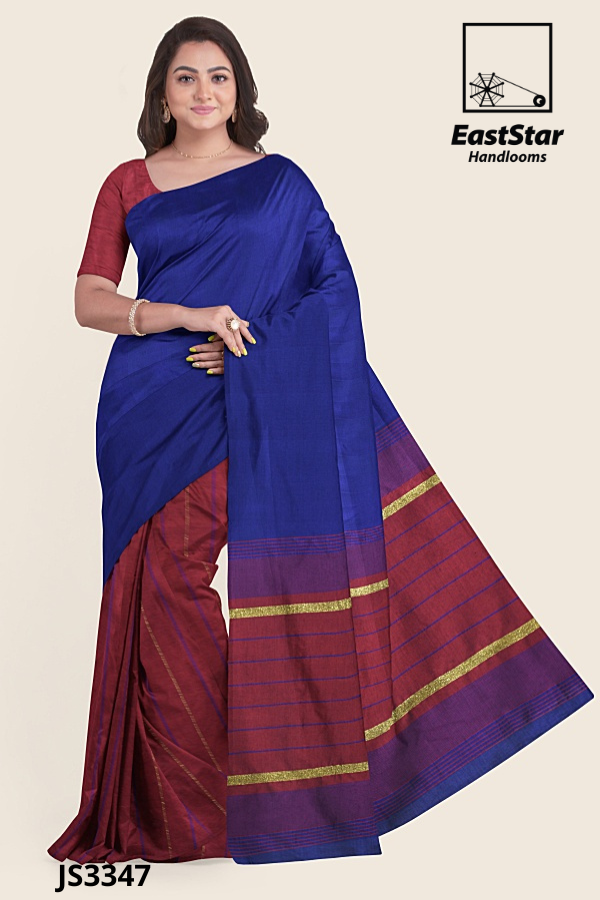 Royal Blue Maroon Handloom Silk Saree JS3347 Royal Blue Maroon Handloom Silk Saree JS3347
