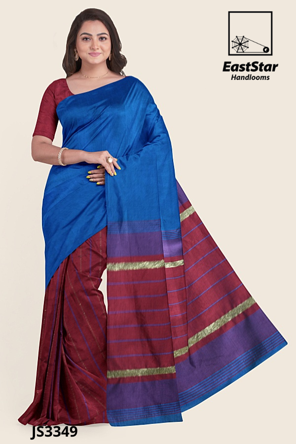 Royal Blue Maroon Handloom Silk Saree JS3349 Royal Blue Maroon Handloom Silk Saree JS3349