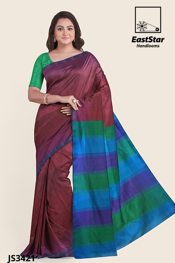 Maroon Handloom Silk Saree JS3421