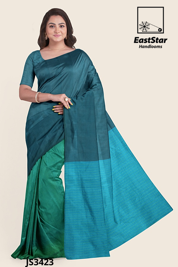 Teal Green Handloom Silk Saree JS3423 Teal Green Handloom Silk Saree JS3423