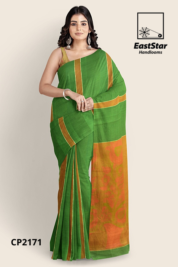 Green Handloom  Premium Jacquard Cotton Saree CP2171