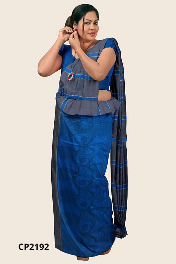 Gray Blue Handloom Premium Jacquard Cotton Saree CP2192