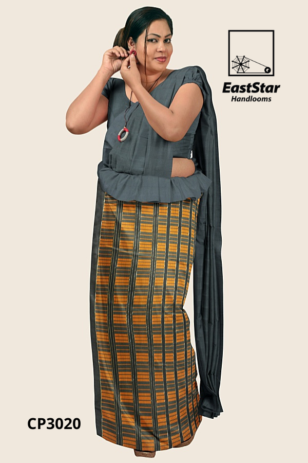 Charcoal Gray Handloom Premium Jacquard Saree CP3020