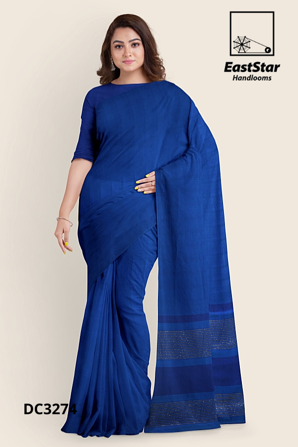 Royal Blue Handloom Cotton Saree DC3274