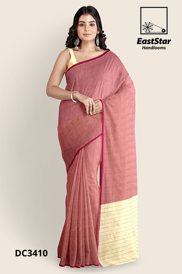 Rose Red Handloom Cotton Saree DC3410