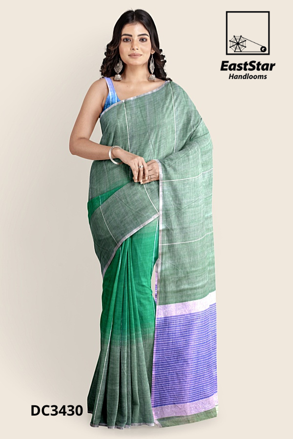 Green Handloom Cotton Saree DC3430