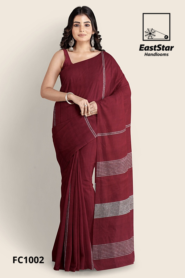 Maroon Handloom Cotton Saree FC1002 Maroon Handloom Cotton Saree FC1002
