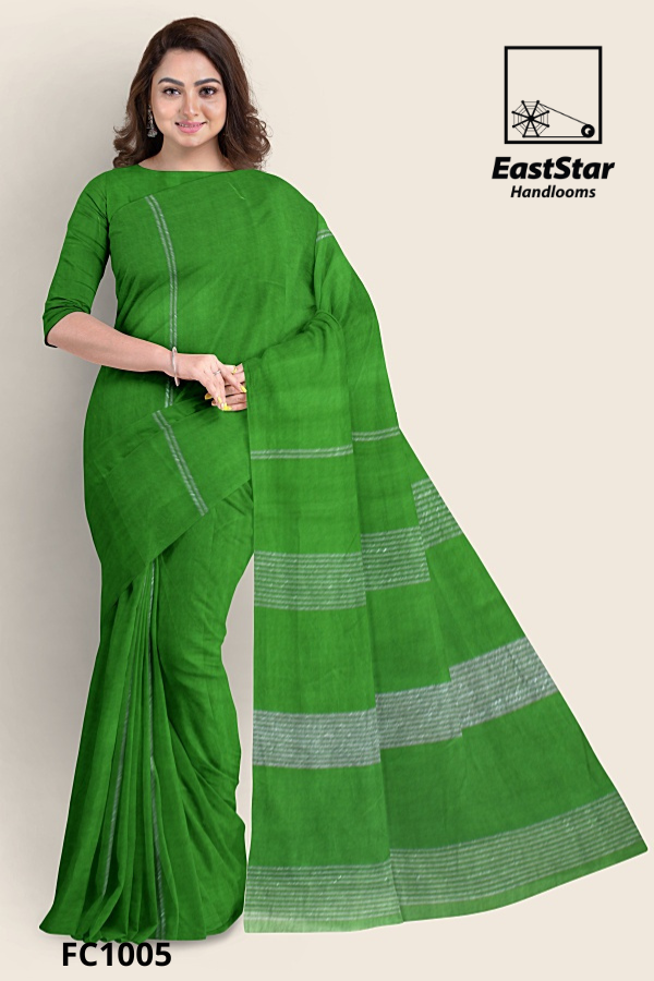 Bright Green Handloom Cotton Saree FC1005