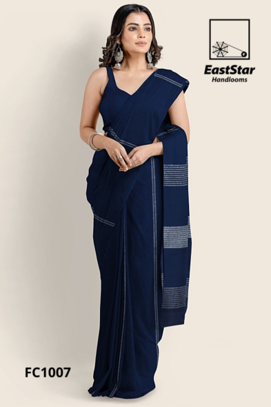 Navy Blue Handloom Cotton Saree FC1007 Navy Blue Handloom Cotton Saree FC1007