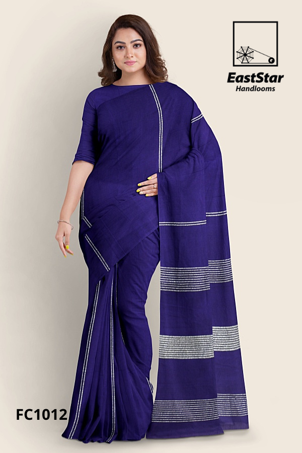 Deep Indigo Handloom Cotton Saree FC1012
