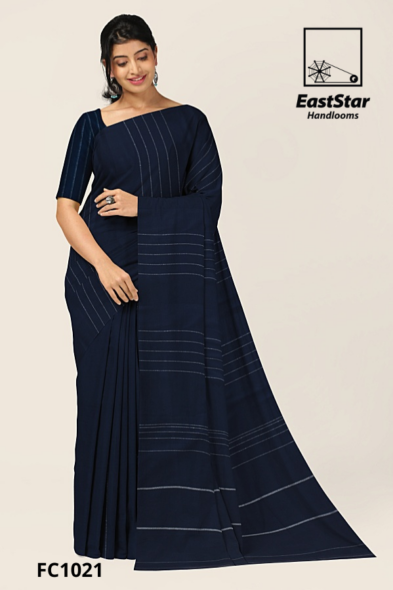 Navy Blue Handloom Cotton Saree FC1021 Navy Blue Handloom Cotton Saree FC1021