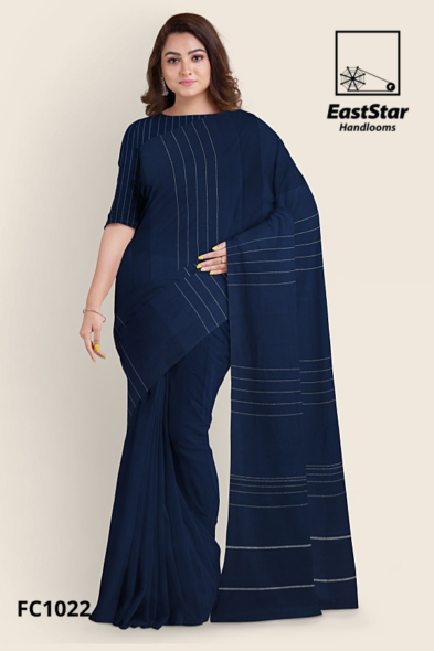 Navy Blue Handloom Cotton Saree FC1022 Navy Blue Handloom Cotton Saree FC1022
