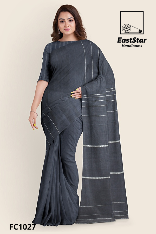 Charcoal Grey Handloom Cotton Saree FC1027 Charcoal Grey Handloom Cotton Saree FC1027