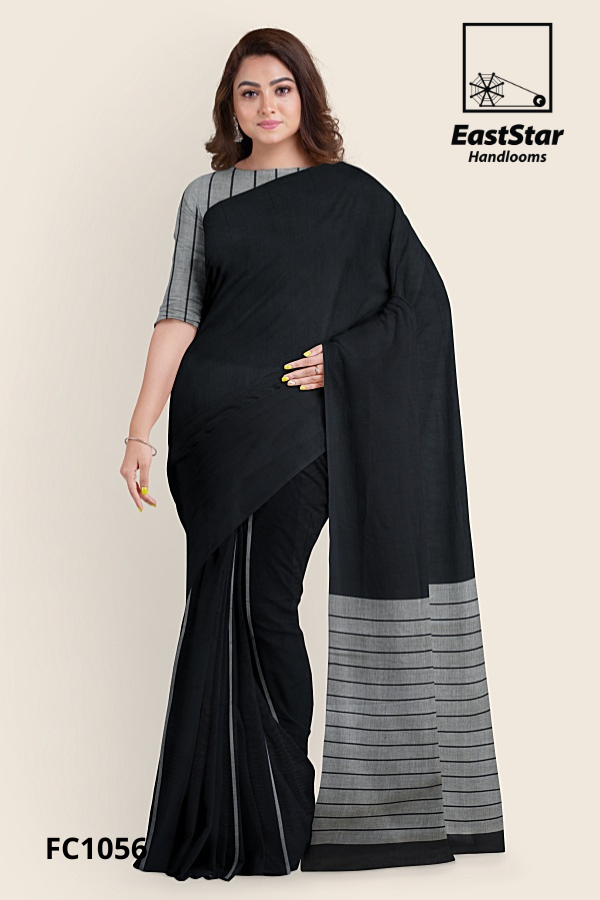 Black Handloom Cotton Saree FC1056