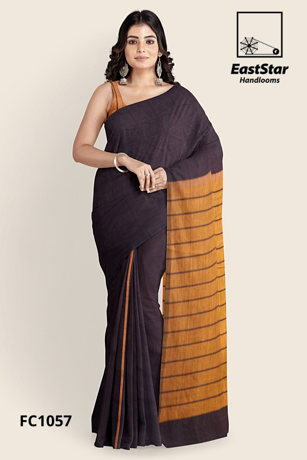 Maroon Handloom Cotton Saree FC1057