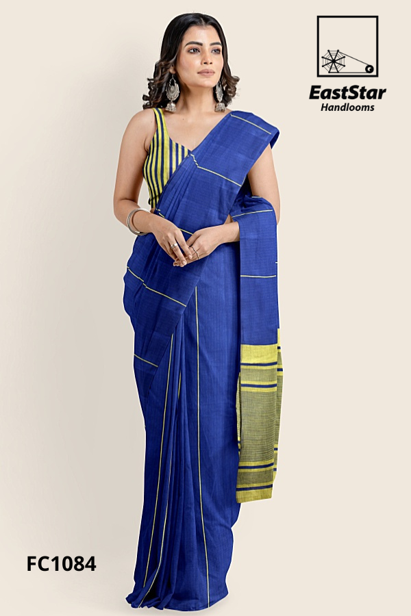 Royal Blue Handloom Cotton Saree FC1084