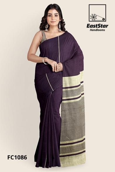 Deep Plum Handloom Cotton Saree FC1086 Deep Plum Handloom Cotton Saree FC1086