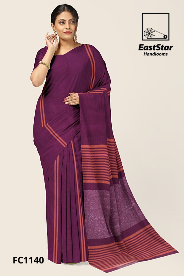 Deep Plum Purple Handloom Cotton Saree FC1140 Deep Plum Purple Handloom Cotton Saree FC1140