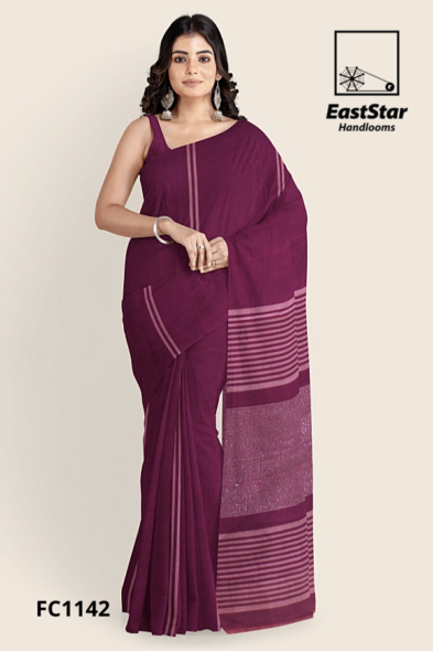 Deep Plum Purple Handloom Cotton Saree FC1142 Deep Plum Purple Handloom Cotton Saree FC1142