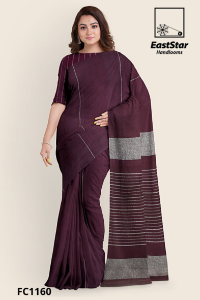 Deep Maroon Handloom Cotton Saree FC1160 Deep Maroon Handloom Cotton Saree FC1160