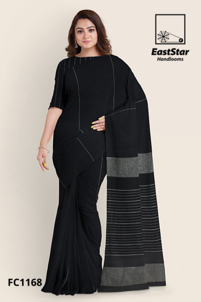 Black Handloom Cotton Saree FC1168 Black Handloom Cotton Saree FC1168